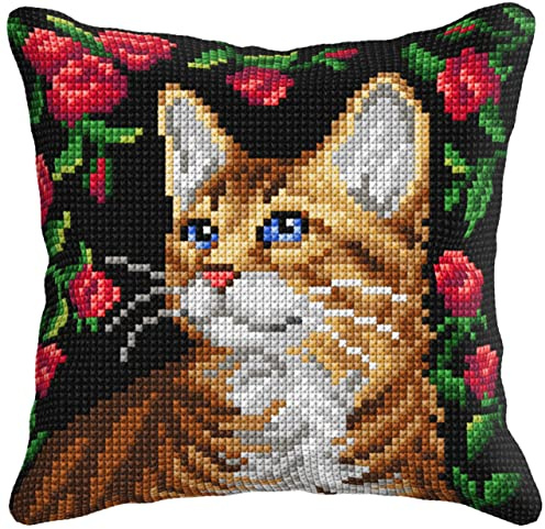 Orchidea - Kreuzstich-Kissen-Set – Katze – bedruckte Leinwand – 4,5 Stück – für Erwachsene – 99035