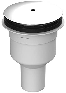 SANIT Duschablauf 823/90S (Abgang ø 50 mm senkrecht, mit verchromter Abdeckplatte, Flachdichtung, für Duschwannen mit Ablauf 90 mm) 34.046.00..0000