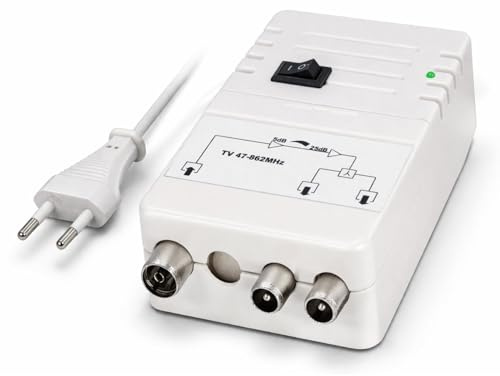 Digital Antennenverstärker für 2 Geräte, Verstärkung 25dB, UHF VHF Kabel-TV DVB-T Sky FullHD