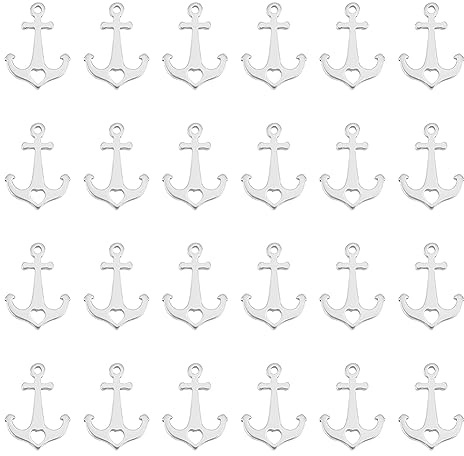 UNICRAFTALE Nautische Anker Anhänger Halskette Anker Mit Herz Charms Vintage Ankerschild Metall Charms Hypoallergener Anhänger Für Die Schmuckherstellung
