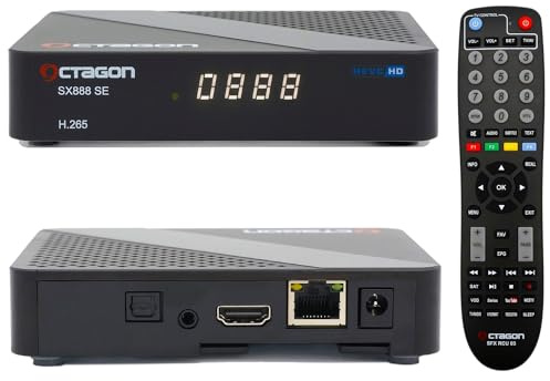 Octagon SX888 SE V2 HD IP HDTV Linux Receiver, TV Box, LAN, Mediathek, YouTube, Internet Radio, HDMI CEC, E2TV Multiroom TV Client-System, H.265, 2X USB, Infrarot Kabel, lernbare Fernbedienung