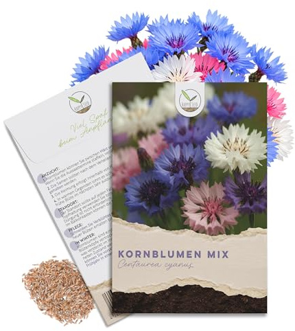 Kornblumen Samen (Centaurea cyanus) - Wunderschön leuchtende Blumen mit langer Blütezeit für eine bunte Blumenwiese (Mix, 1000 Korn, 80 cm)