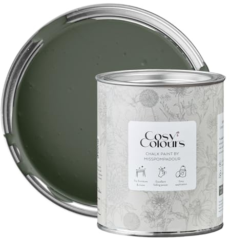 MissPompadour Kreidelack Mystic Lake Green 750 ml, wasserbasiert | CosyColours, Kreidig Matt, Holzfarbe, Holzlack matt innen, Möbellack, Möbelfarbe ohne Schleifen