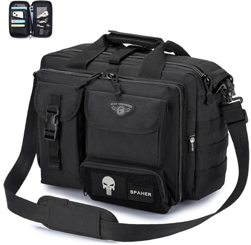 SPAHER Herren Laptoptasche 14/15.6/17.3 Zoll Messenger Bag Pilotentasche Aktentasche Militär Tasche Tragetasche Rosa 45 x 32 x 16 cm