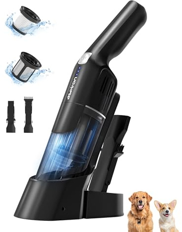 Aspiron Handstaubsauger Akku, 18000Pa & Schnellladestation, Starke Absaugung, HEPA-Filter, Akkusauger Klein für Autos, Zuhause, Schwarz