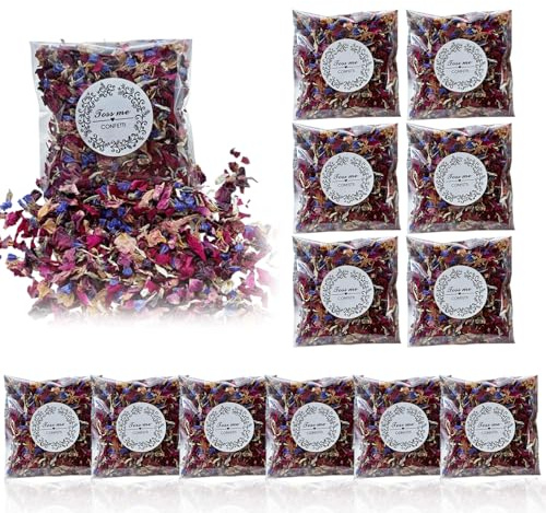 12 Packungen Natürliches Hochzeitskonfetti, Blütenkonfetti Hochzeit | Streublumen Hochzeit Getrocknet Blütenkonfetti Hochzeit, Biologisch Konfetti Rose Abbaubar, für Geburtstag, Vorschlag, Party