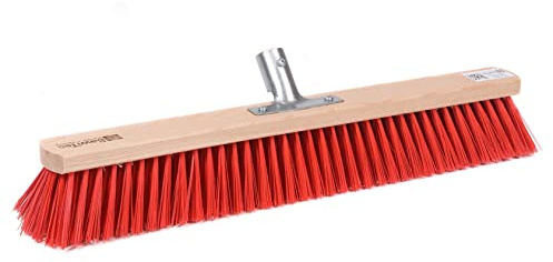 BawiTec Profi Straßenbesen Saalbesen Elaston rot 100cm mit Metallhalter 28mm Feger Schrubber-Besen