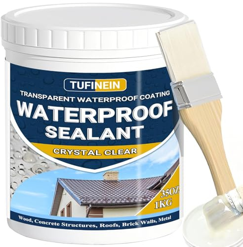 Transparenter Wasserdichter Beschichtungsmittel 1KG, TUFINEIN Wasserdichte Isolier-Dichtstoff-Emulsion Leck Wasserdichter Universalabdichtung Unsichtbare, Innen und Außen Dichtmasse Wasserdicht