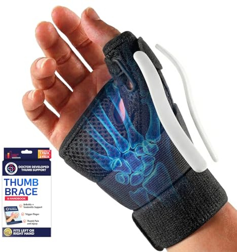 Dr. Arthritis Von Ärzten Entworfen Handgelenk Bandagen, Daumenbandage Links und Rechts, Stabilisierende Handgelenkstütze mit Daumenschiene, Handgelenkbandage mit Daumenortthese, Einzelpack, Schwarz