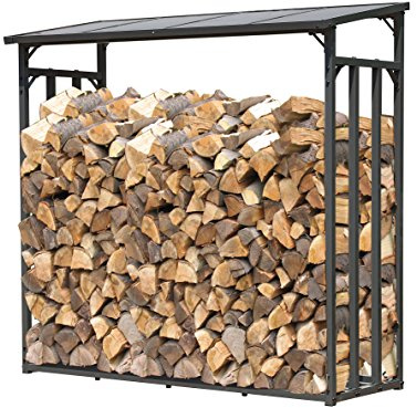 QUICK STAR Metall Kaminholzregal Außen 143 x 70 x 145 cm, Pro - 40 mm Stahlprofil, Anthrazit, Wetterfest, Kapazität 1,4 m³ (2 SRM), M Garten Kaminholzunterstand Stapelhilfe