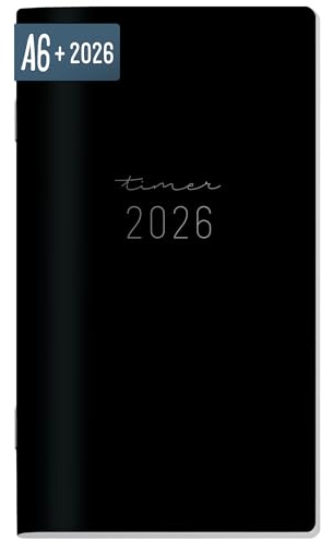 Häfft ® Taschenkalender 2026 Square A6+ 12 MonateBlack Edition | Kleiner Monatsplaner 1 Monat auf 2 Seiten, Mini Planer ultraleicht