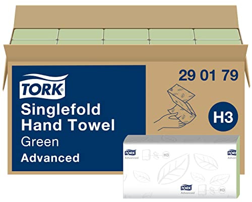 Tork Zickzack-Handtücher 2-lagig, 15 Packungen x 250 Tücher (290179) | grün, Advanced Qualität, hohe Saugfähigkeit, Einzeltuchentnahme, kompatibel mit H3 Spendern