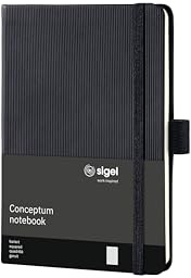 Sigel CO131 Notizbuch ca. A6, kariert, Hardcover, schwarz, 194 Seiten, Conceptum