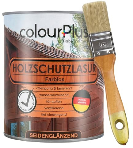 ColourPlus Holzschutzlasur außen 750 ml - Transparent - wetterfeste Holzschutzfarbe mit UV-Schutz für Gartenmöbel, Zäune und Carports - Holzlasur und Holzschutz Öl-Lasur für außen