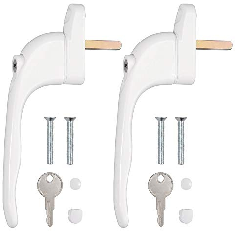 Neoteck 2 Stück Abschliessbarer Fenstergriff mit Schloss Kindersicherung Fenstersicherung UPVC Fenstergriff - 30mm Spindellänge