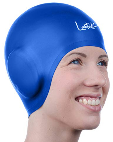 Badekappe Gehörschutz 3D - Badehaube - Badekappe Damen Herren Mädchen Jungen - Bademütze - Schwimmmütze Damen Wasserdicht - Schwimmhaube für Kurze und Lange Haare - Schwimmkappe - Swim Cap
