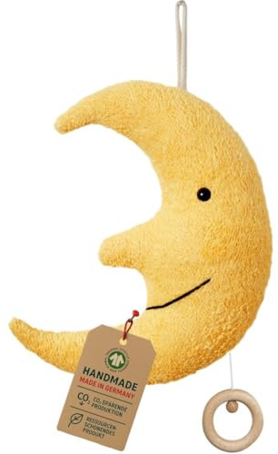 Efie Bio Spieluhr Mond – Bio-Baumwolle (KBA), Made in Germany, GOTS-Zertifiziert – Melodie: LaLeLu