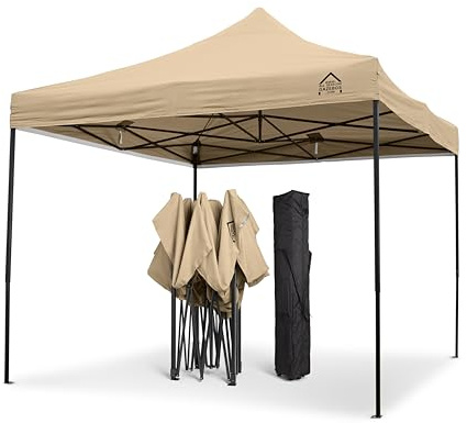 All Seasons Gazebos Strapazierfähiger Faltpavillon und Vorzelt, komplett wasserdicht, hochwertig, für einen sekundenschnellen Aufbau, 3 x 3 m erhältlich (Beige)