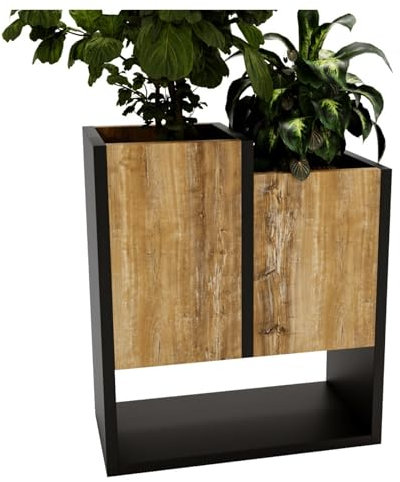 CraftPAK Blumenständer für Innen | Pflanzenständer aus hochwertigem Holzwerkstoff H50 x L44 x B22,6 cm | Blumenkasten / Blumenständer ohne Einsatz | Pflanzenkasten / Pflanzkübel - Holmuster