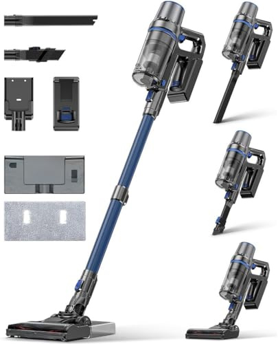 Olvy 1 STK Turbo A10 Akku Staubsauger Kabellos 35KPa Stielstaubsauger Mop | Nass & Trocken Bodenpflege | 350W Bürstenloser Motor mit 35 KPa Saugkraft | Stielsauger-Set | Akku Staubsauger Kabellos
