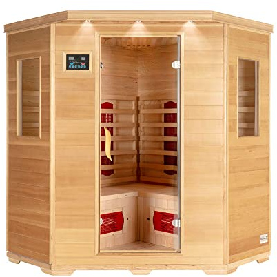 Home Deluxe – Infrarotkabine REDSUN XXL –150 x 150 x 190 cm - für 2-4 Person, 8 Keramikstrahler, Holz: Hemlocktanne I Infrarotsauna, Sauna, Wärmekabine, Infrarot