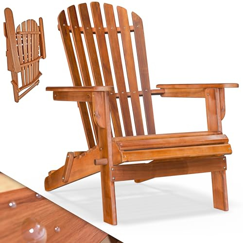 Casaria® Sonnenliege Holz Wetterfest Klappbar 160kg Belastbarkeit XXL Armlehnen Rückenlehne Garten Balkon Terrasse Holzstuhl Ergonomisch Adirondack