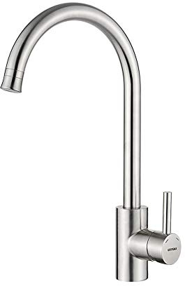 GRIFEMA Irismart, Niederdruck Küche Wasserhahn, Schwenkbereich 360°, Spültischarmatur mit Brausefunktion, Edelstahl [Exklusiv bei Amazon]