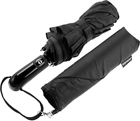 Ergonauts Regenschirm sturmfest - winddichter Doppel Baldachin Taschenschirm und Schirm Umbrella - Teflonbeschichtung, ergonomischer Griff und Auf-Zu-Automatik für Damen und Herren mit Tragehülle