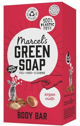 Marcel's Green Soap - Duschseife Bar Argan & Oudh - Körperseife - Mikroplastikfreie Formel - Vegan - 150 g