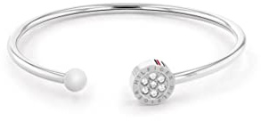 Tommy Hilfiger Jewelry Offenes Bangles Armband für Damen aus Edelstahl mit Kristallen - Erhältlich aus Gold, Nelkengold oder Silber