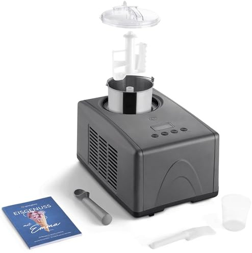 SPRINGLANE Eismaschine Emma 1,5 L mit selbstkühlendem Kompressor 150 W, aus Edelstahl mit entnehmbarem Eisbehälter, inkl. Rezeptheft (Anthrazit, Eismaschine)