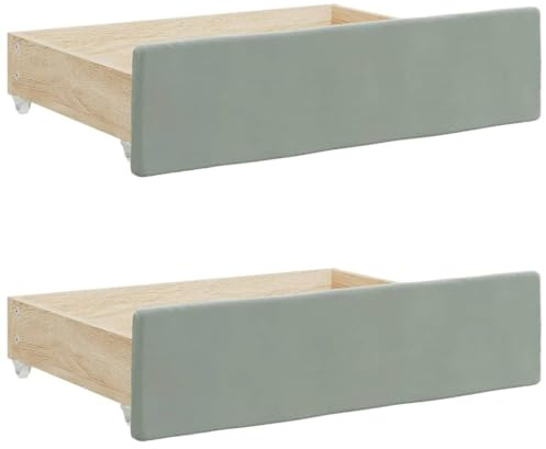 vidaXL Bettschubladen 2 Stk., Bettkasten mit Rollen, Schubkasten Schublade für Bett, Bettschubkasten Unterbettschublade, Hellgrau Holzwerkstoff Samt