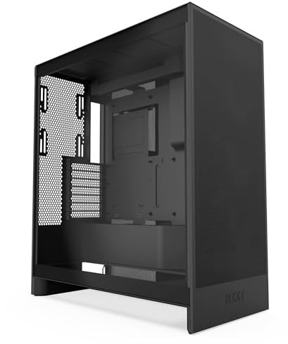 NZXT H7 Flow | Mid-Tower-ATX-Airflow-Gehäuse | Bis zu 3 x 120-mm-Lüfter im Boden zur direkten GPU-Kühlung | 3 x 120-mm-Frontlüfter | 420-mm-Kühler-Trägerplatte vorn | Schwarz