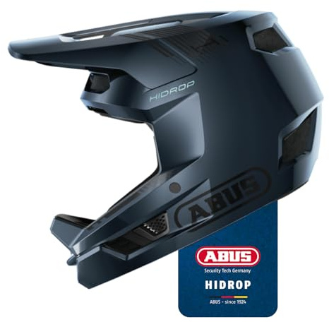 ABUS Downhill Helm HiDrop – ASTM-zertifizierter Fullface Helm mit ABS-Außenschale für MTB: Downhill, Enduro und Bikepark – für Erwachsene und Jugendliche – Blau, Größe S