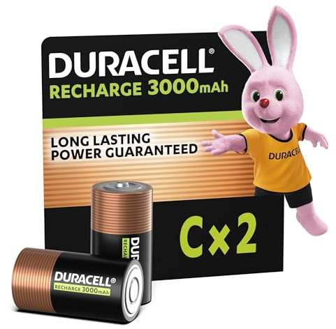 Duracell Akku C, wiederaufladbare Batterien C, 2 Stück, langanhaltende Power