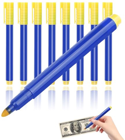 8 Stück Geldscheinsprüfer Stift, Geldscheinprüfer, Prüfstift Falschgeld, Geldprüfstift, Falschgeld Prüfstift, Geldscheinprüfer Stift, Falschgeld Stift für Echtheitsprüfung Verschiedener Banknoten