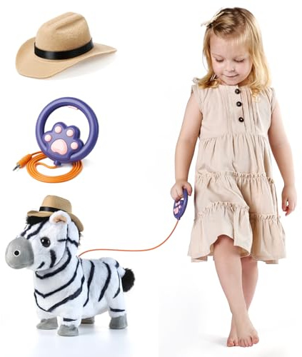 TUMAMA KIDS Sprechendes Zebra zum Laufen, wiederholt, was du sagst, beweglicher Schwanz, Plüschtier für Kinder, singendes Spielzeug, Geschenk für Kinder Mädchen Jungen im Alter von 3 4 5 6 7 8 Jahren