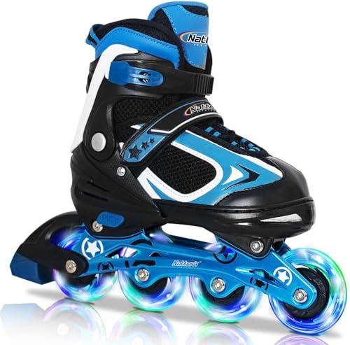 Nattork Kinder Inliner für Jungen Mädchen, Verstellbar Inline Skates mit Leuchtendem Rad, Kinder Rollerblade für Anfänger Kleine Kinder