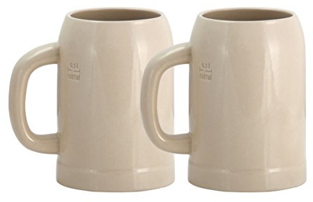 2er Set Grenzauer-Bierkrug Humpen 0,5 Liter mit Eichstrich Steinkrug