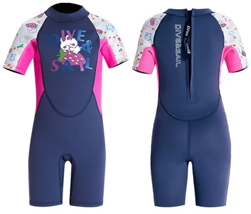 Neoprenanzug Kinder, Neoprenanzug 2.5mm Neopren, neoprenanzu Mädchen, neoprenanzu Kinder Kurz, Thermal Badeanzug, Geeignet für Tauchen, Schwimmen, Surfen und Wassersport (100-110cm, 14-18KG)