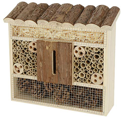 Kerbl Pet Insektenschutzhaus, Insektenhaus, Insektenhotel, Natur, 29x8x28cm, Holz, Grabwespen, Wildbienen, Ameisen, Käfer, Nist- und Überwinterungshilfe