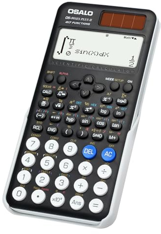OSALO Wissenschaftlicher Taschenrechner 417 Funktion 10+2 Stellen Geschriebenes Display Solar und Batterie Rechner Schutzhülle für Schule Schwarz (OS 991ES Plus 2nd Edition)…