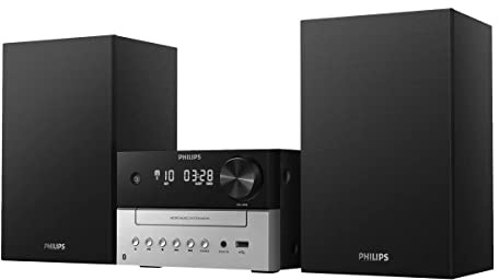 Philips M3205/12 Mini Stereoanlage mit CD und Bluetooth (UKW Radio, USB, MP3-CD, USB-Anschluss zum Laden, 18 W, Bassreflexlautsprecher, Digitale Sound Kontrolle)