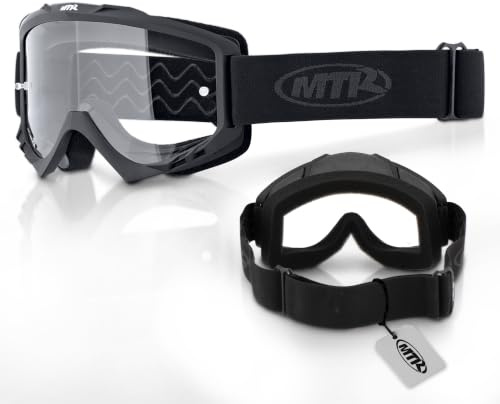 MTR S8 Pro Motocross Brille, Motorradbrille mit Schaumstoffausstattung, Crossbrille mit Klarer & Beschlagfreier Scheibe, Auch als MTB Brille für Fullface Helm Geeignet