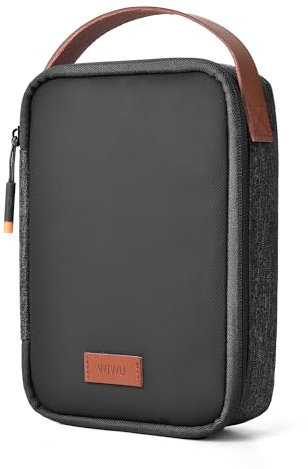 WIWU Kabeltasche Organizer mit Griff GroßE Kapazität Elektronikzubehör Tech Pouch Verstellbare Trennwände Tragbar für Reisen Büro Schule Ladegeräte Kabel Powerbank Festplatten (SCHWARZ)