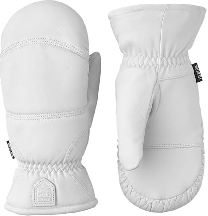 Hestra Uni Leder Boxhandschuh, Leder Winter Skifäustlinge für alpines Skifahren & kaltes Winterwetter, gebrochenes Weiß, 8