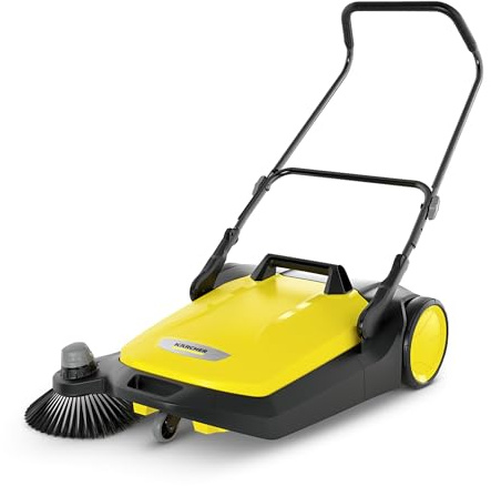 KÄRCHER Kehrmaschine S 6 (Max. Flächenleistung: 2500 m²/h, 1 Seitenbesen, Kehrbehälter: 38 l, Arbeitsbreite: 670 mm, ergonomisch Schubbügel, selbststehender Kehrbehälter), Gelb/Schwarz