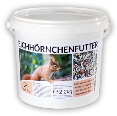 Canifee - Eichhörnchenfutter 2.2 kg artgerechtes Wildtierfutter als ganzjährige Futtermischung - Ganzjahresfutter mit der extra Portion Haselnüsse - auch für Streifenhörnchen