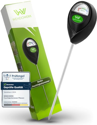 Wendowerk® Boden Feuchtigkeitsmesser für Pflanzen - [Grün/Schwarz] - Ohne Batterien - Verbessertes Feuchtigkeitsmessgerät Pflanzen [2026] – Premium Bodentester