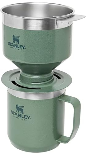 STANLEY Camp Mug Thermobecher 354 ml mit Perfect Brew Pour Over Set - Hält 1.5 Stunden Heiß - 3 Stunden Kalt - BPA-Frei - Spülmaschinenfest - Edelstahl Kaffeebecher To Go mit Kaffeebereiter - Green